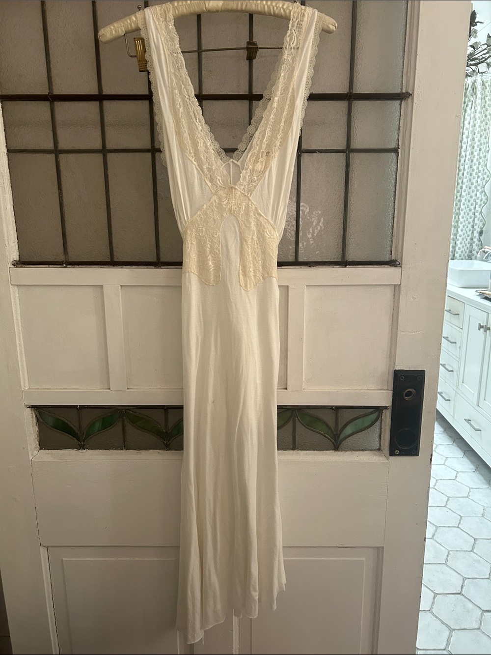 Ya Ya Cream Lace-Trim Midi Slip Dress